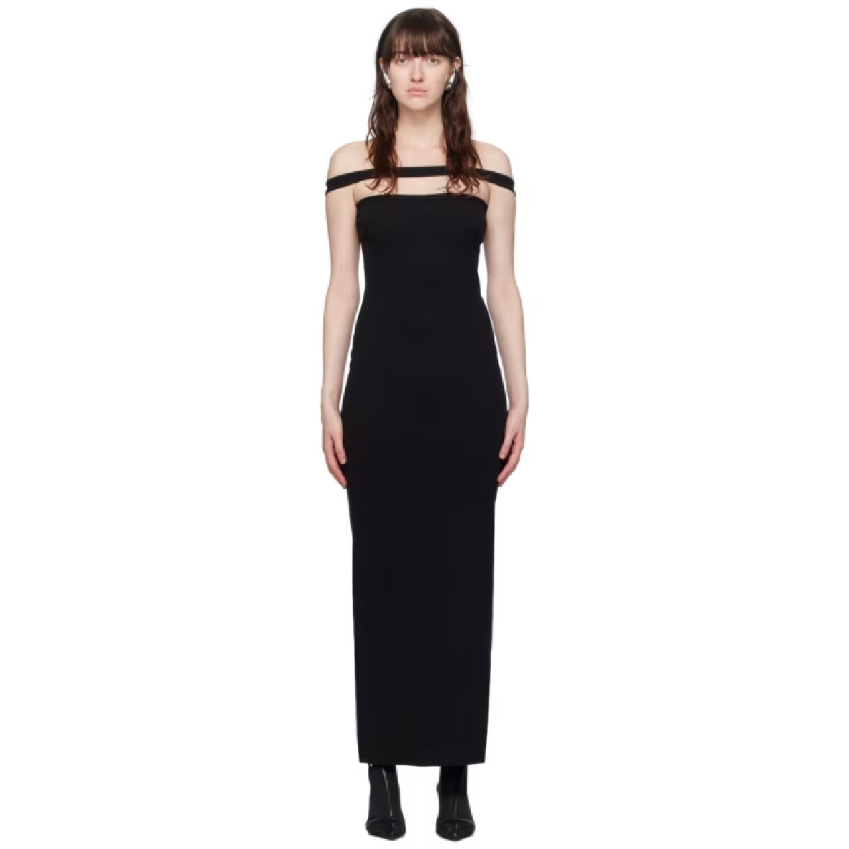 ワンピース AMI PARIS SS25 Black jersey dress (FDR366AC0014 001) Ami Black Jersey Dress (AMI PARIS/ワンピース) FDR366.AC0014