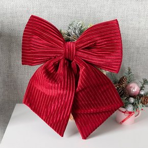 크리스마스 완성 리본 장식 뉴트로 30cm 트리 소품 용품 파티 벨벳 데코 오너먼트 꾸미기