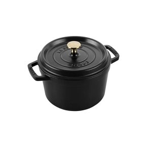 staub 스토우 그랜드 코콧 라운드 블랙 20cm 큰 양손 법랑 냄비 IH 지원