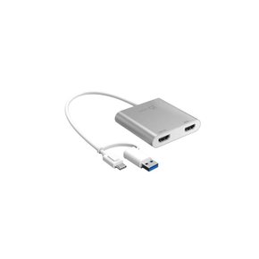 j5 create USB Type-C/USB A 듀얼 HDMI 디스플레이 어댑터- M1 Mac 지원