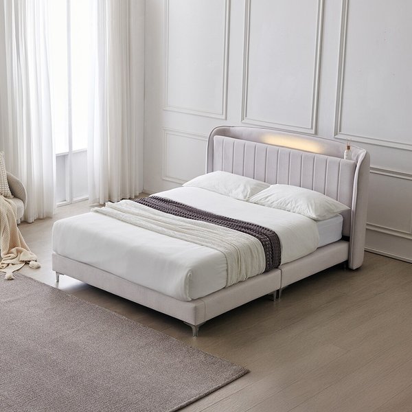 동서가구 모옌 아쿠아텍스 패브릭 호텔 LED 수납 침대 프레임 K DF927017