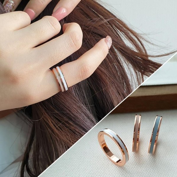 [옷자락] 여자 얇은 컬러 콤비 레이어드 반지