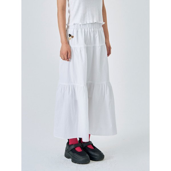 pleated tiered long skirt White