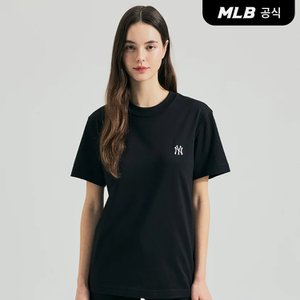 MLB [코리아공식]베이직 스몰로고 반팔 티셔츠 NY (Black)