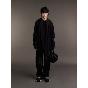 Detachable Hood Polo Shirt (Black)