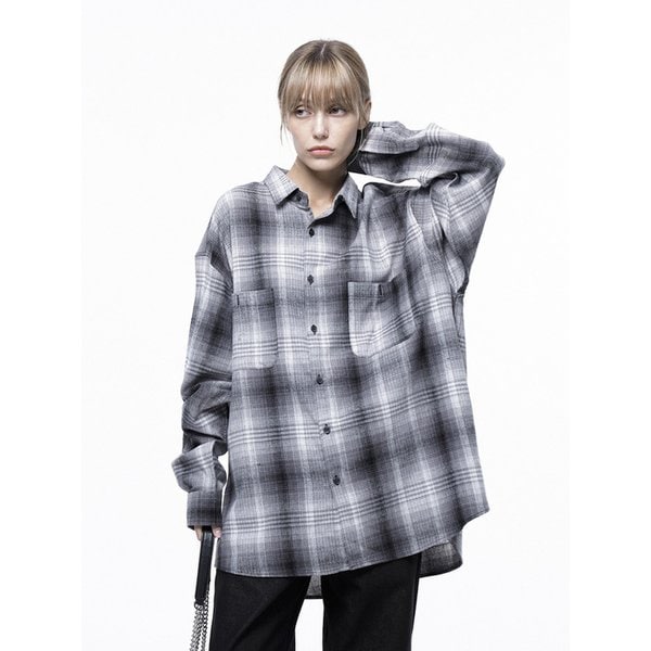 Loose-Fit Flannel Check Shirt - Black /W243SH01BK