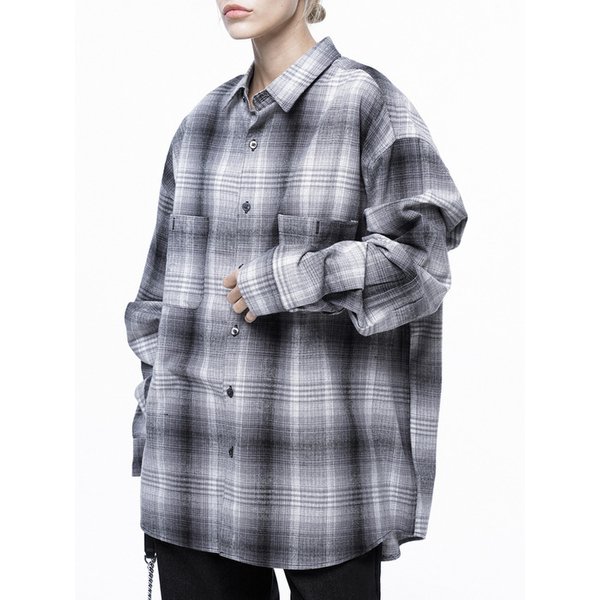Loose-Fit Flannel Check Shirt - Black /W243SH01BK