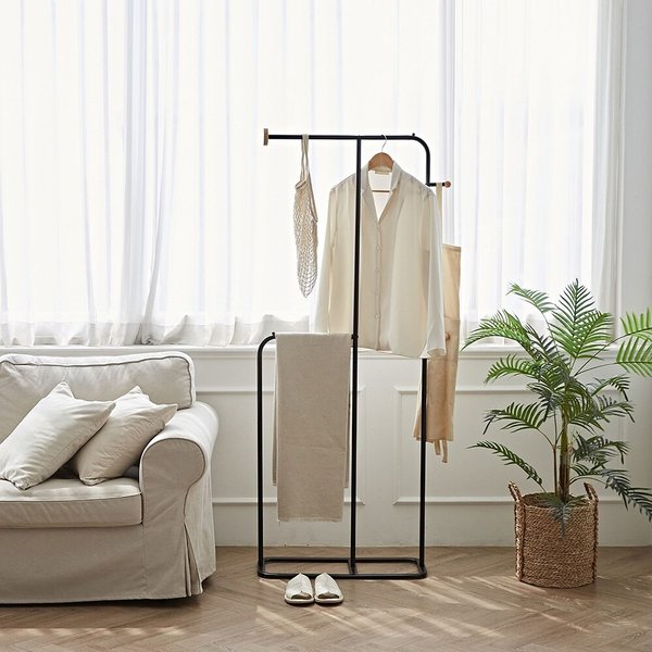 동서가구 무브 2단 높은 더블형 스탠드 이동식 옷걸이 행거 더블형 DF927259