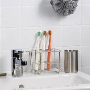 모던 스테인리스 와이어 컵과 칫솔꽂이