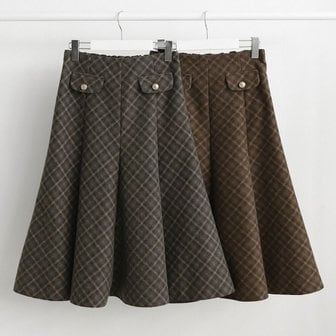 신세계라이브쇼핑 [옷자락] 여성 체크 롱스커트 기모 절개 플레어 뒷밴딩 겨울용