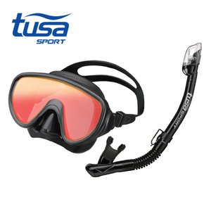新형 투사스노클링세트 UC-1625MQB(BKB)_빛 투과성이 매우 뛰어난 1안식 미러코팅렌즈