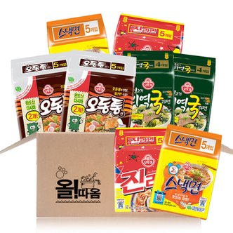  오뚜기 진라면매운맛 120g 5입 2봉+스낵면 108g 5입2봉+쇠고기미역국 115g 4입2봉+오동통면 120g 5입2봉