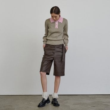 미테 ECO LEATHER BERMUDA PANTS_CHOCOLATE