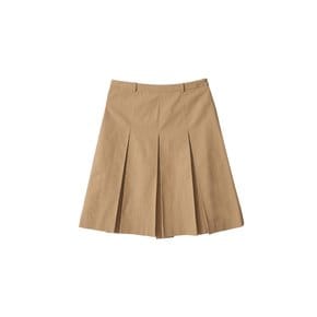 Cotton pleated midi skirt_beige