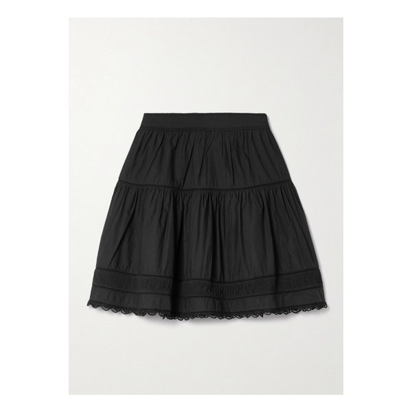 아일라 크로셰 트리밍 플리츠 포플린 미니 스커트 블랙 1647597355029675