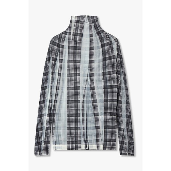 [Y`s]폴리 체크 패턴 드레이프 넥 탑 6616120100000