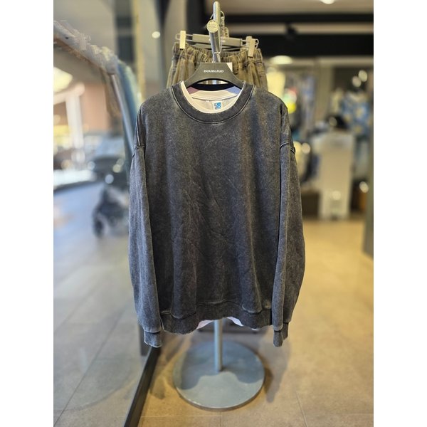 [시흥점] 기모 피그먼트 워싱 오버핏 맨투맨(남여공용)/JGZZ22A20BK