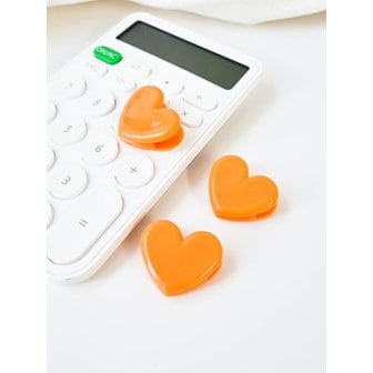 BRISKSTYLE 미니 하트 컬러 플라스틱 문구 집게 오렌지