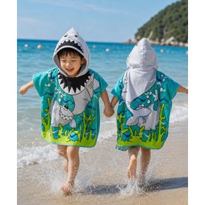 유아 아기 비치가운 샤워 목욕가운 여름 물놀이 수영 입는 후드 상어 비치타올