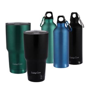 리빙코아 괴물 텀블러 세트본품1개 블랙900ml+레저용1개500ml