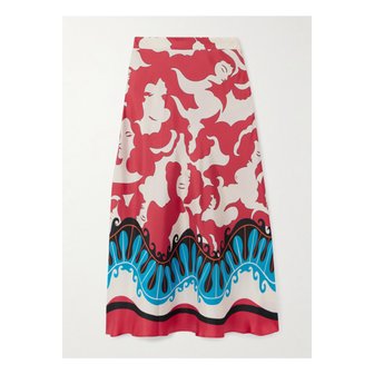  라더블제이 라더블제이 마더 룬고마레 프린트 실크 트윌 미디 스커트 레드 1647597359029757