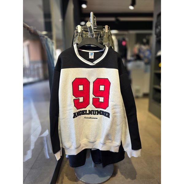 [시흥점] 기모 V넥 99엔젤 오버핏 맨투맨 (남여공용)/JFZZ22A21LG