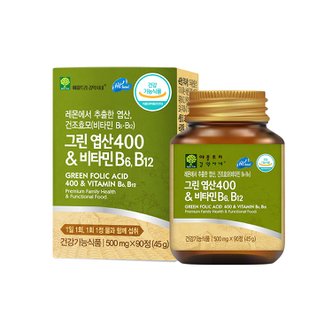 애플트리김약사네 그린 엽산400&비타민 B6 B12 임산부영양제 엽산제 1박스 3개월분