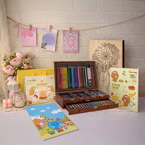 올인원 선물팩 F 141W 미술세트+우드캔버스+스케치북+그림일기+쇼핑백