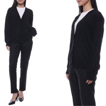 버버리 23FW 여성 도녹 체크 패치 가디건 (8074887 BLACK 23F)