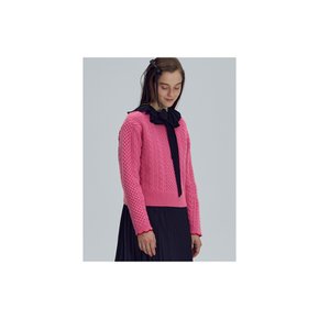 Wave cable round knit - Pink