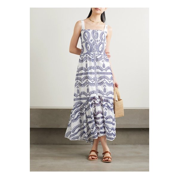 차로루이즈 니시 스모킹 스캘럽 브로드리 앙글레즈 미디 드레스 1647597326751509