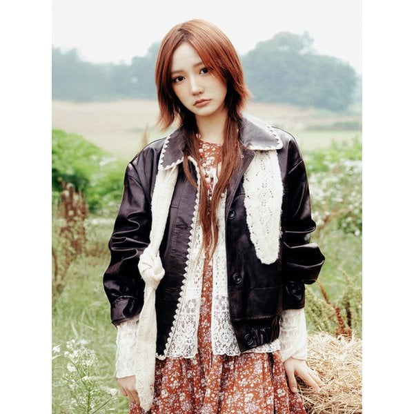 [KiiiKiii] 자수 포인트 블루종 레더 점퍼_T256MLT131W