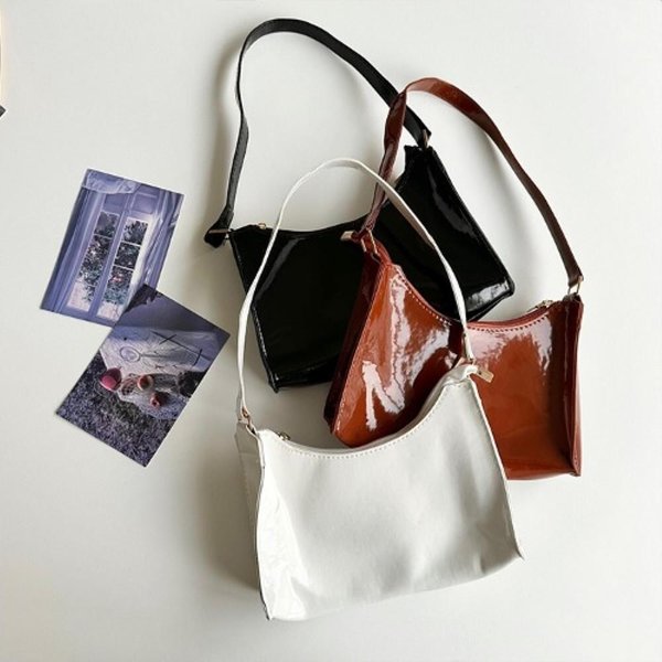 [옷자락] 여자 시크룩 유광 애나멜 3컬러 핸드백 토트 숄더백
