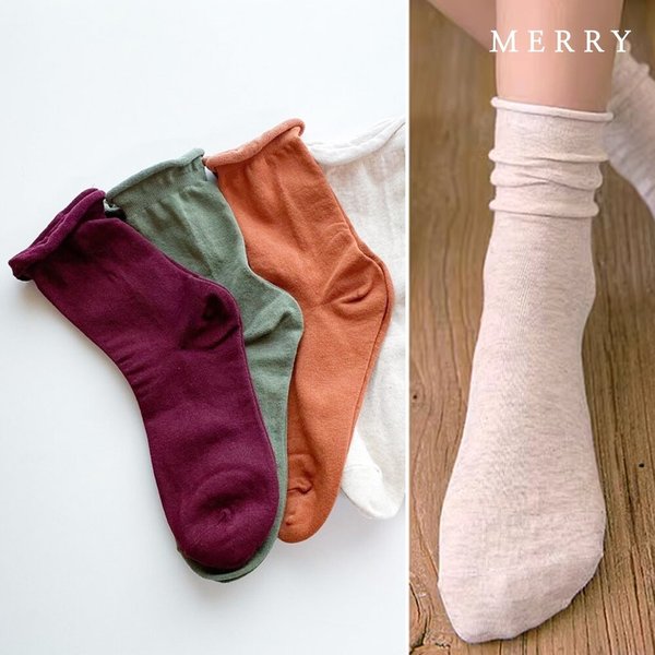매일매일 무지 롤링 무압박 삭스 5족 세트/여성양말