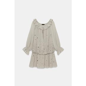 ZARA 자라 러플과 글리터 조젯 원피스 7521 309 802