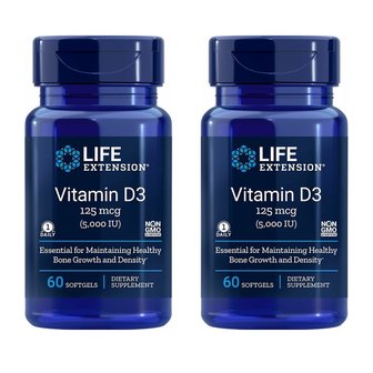  [해외직구]Life Extension Vitamin D3 라이프 익스텐션 비타민D3 5000IU 60소프트젤 2팩