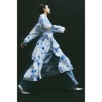 H&M 오버사이즈 크링클 드레스 화이트/블루 플로럴 1219083001