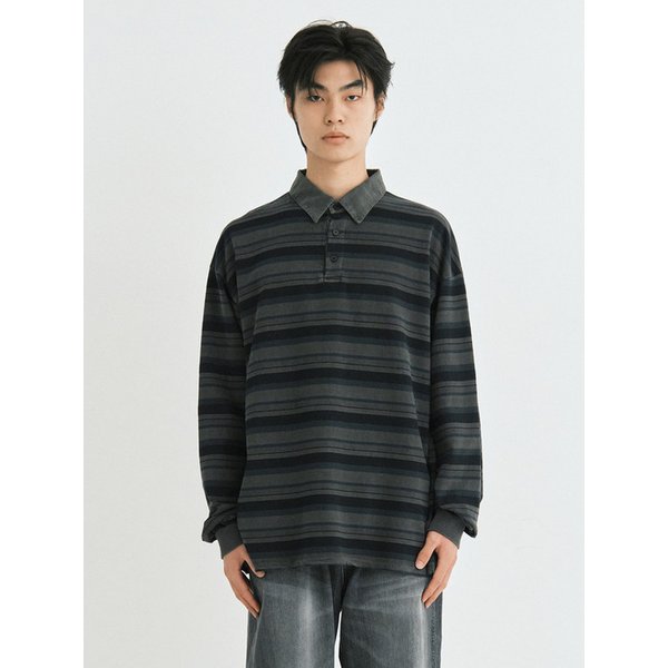 Vtg Evening stripe polo shirt (vtg navy)
