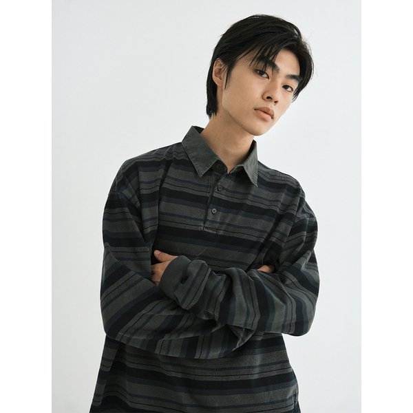 Vtg Evening stripe polo shirt (vtg navy)