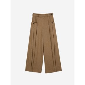 STRAIGHT WOOL SLACKS - TAN BROWN