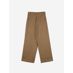 STRAIGHT WOOL SLACKS - TAN BROWN