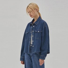 DENIM POCKET CROP JACKET INDIGO