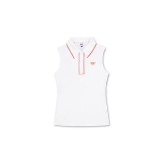 왁 Women ATHLETIC Tipping Sleeveless Pique Polo_WWTCM24408WHX