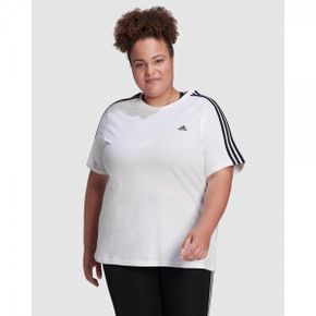 4233754 Adidas Sportswear Essentials Slim 3-Stripes Tee (Plus Size) Womens - White / Black