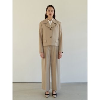 모한 TOS SIDE BUTTON WIDE TROUSER BEIGE MELANGE