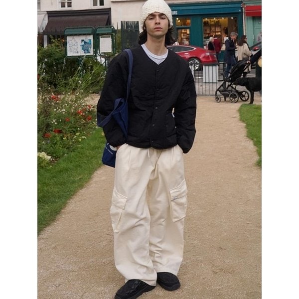 Cargo Patch Banding Pants CSOp-217 (ivory) [Unisex]