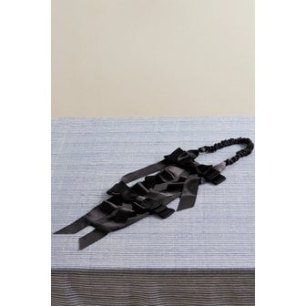 GOHAR WORLD 고하 월드 보우 장식 새틴 바게트 파우치 블랙 1647597327333614