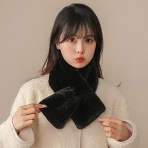 겨울 쁘띠머플러 밍크 숏 미니 넥워머 털목도리 X ( 2매입 )