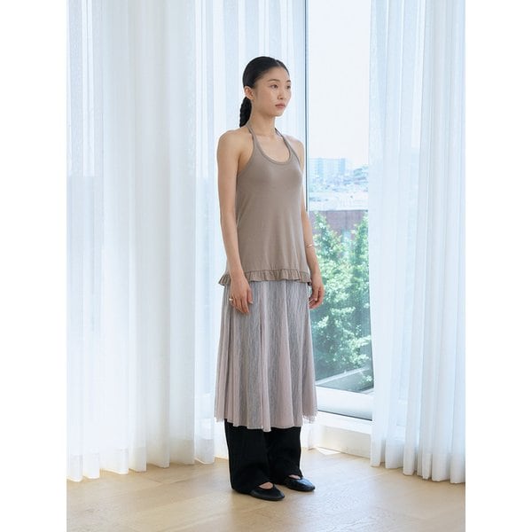frill hem halter top  (mocha)