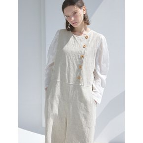 flow round puff linen blouse